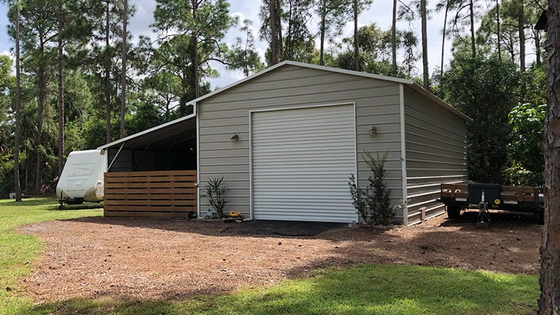 20×35 Florida Steel Garage w/ Lean-to