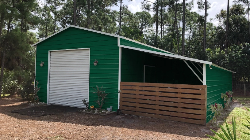 20×35 Steel Garage with Lean-to