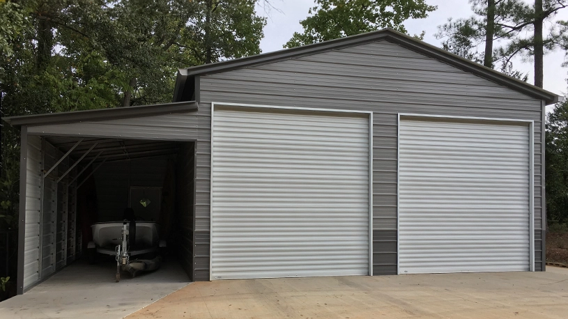 24×25 Two Car Garage with Lean-To