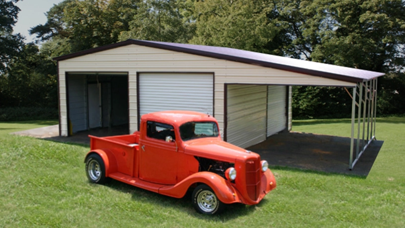 20×25 Steel Garage w/ Lean-To