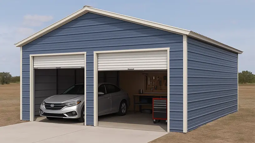 22x25 Two Car Steel Garage