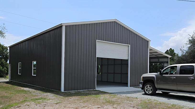 30x50 Detached Metal Garage w/ lean-to
